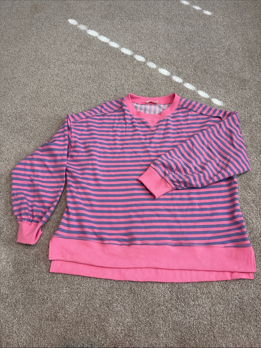 Womens Pink and Purple Striped Long-Sleeve Top